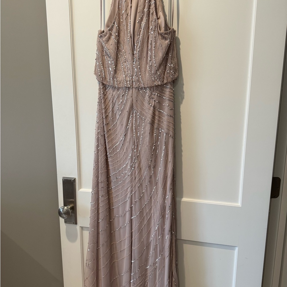 Adrianna Papell Blush Sequin Gown